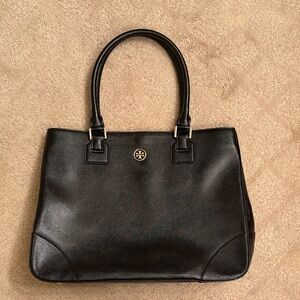 Tory Burch Robinson, East West, Black Leather Tote.